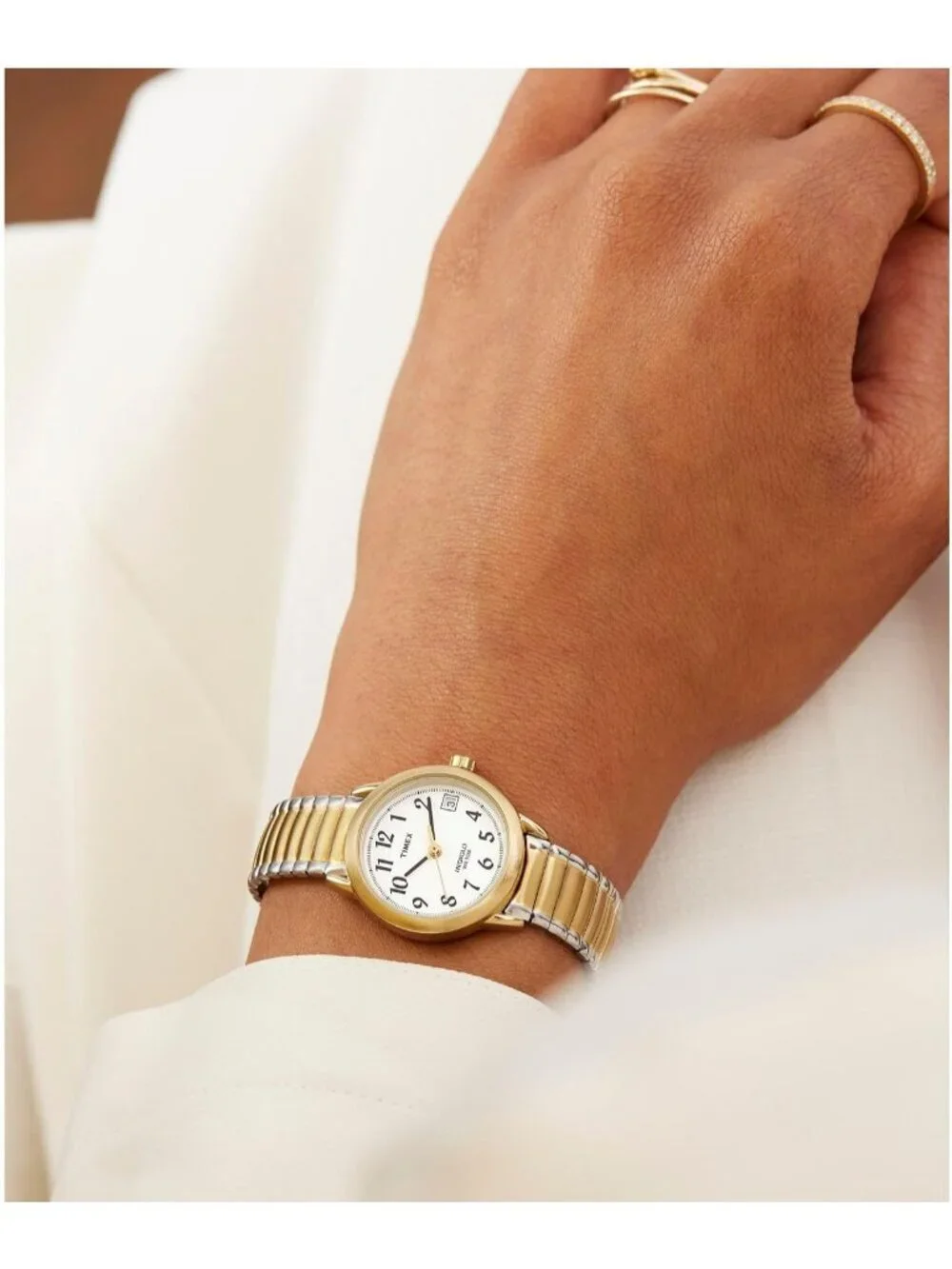 Women's Gold Silver Analog Quartz Easy Reader Adjustable Luminous Classic Watch